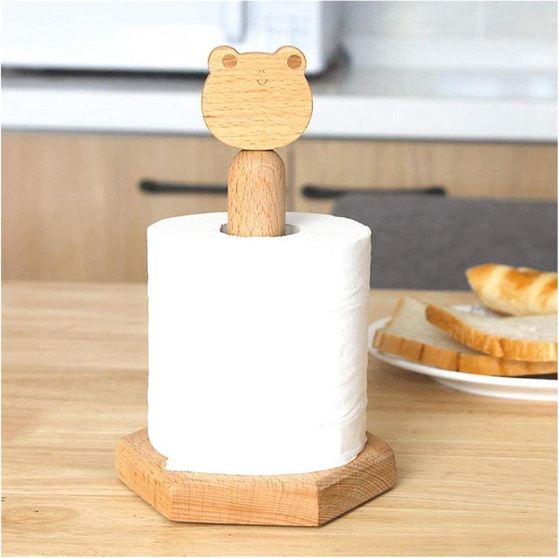 Free Standing Toilet Paper Holder Toilet Paper Holders Animal Tissue Holder Kitchen Bathroom Towel Roll Stand Countertop Wooden Paper Roll Holder Toilet Paper Holders (Color : B, Size : L) - Image 5