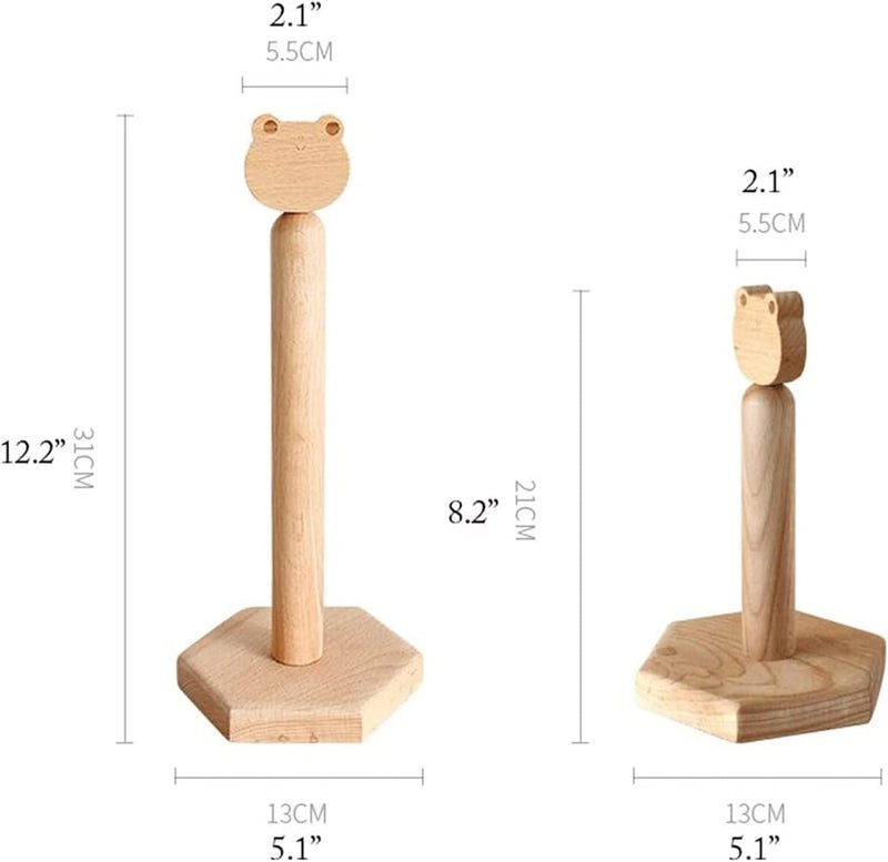 Free Standing Toilet Paper Holder Toilet Paper Holders Animal Tissue Holder Kitchen Bathroom Towel Roll Stand Countertop Wooden Paper Roll Holder Toilet Paper Holders (Color : B, Size : L) - Image 1