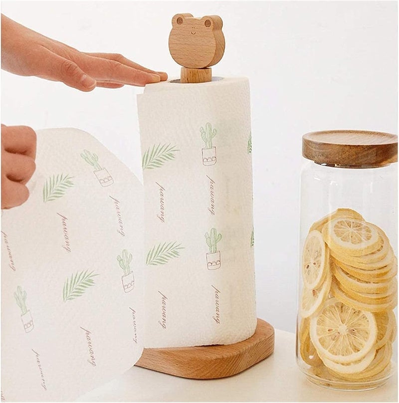 Free Standing Toilet Paper Holder Toilet Paper Holders Animal Tissue Holder Kitchen Bathroom Towel Roll Stand Countertop Wooden Paper Roll Holder Toilet Paper Holders (Color : B, Size : L) - Image 3