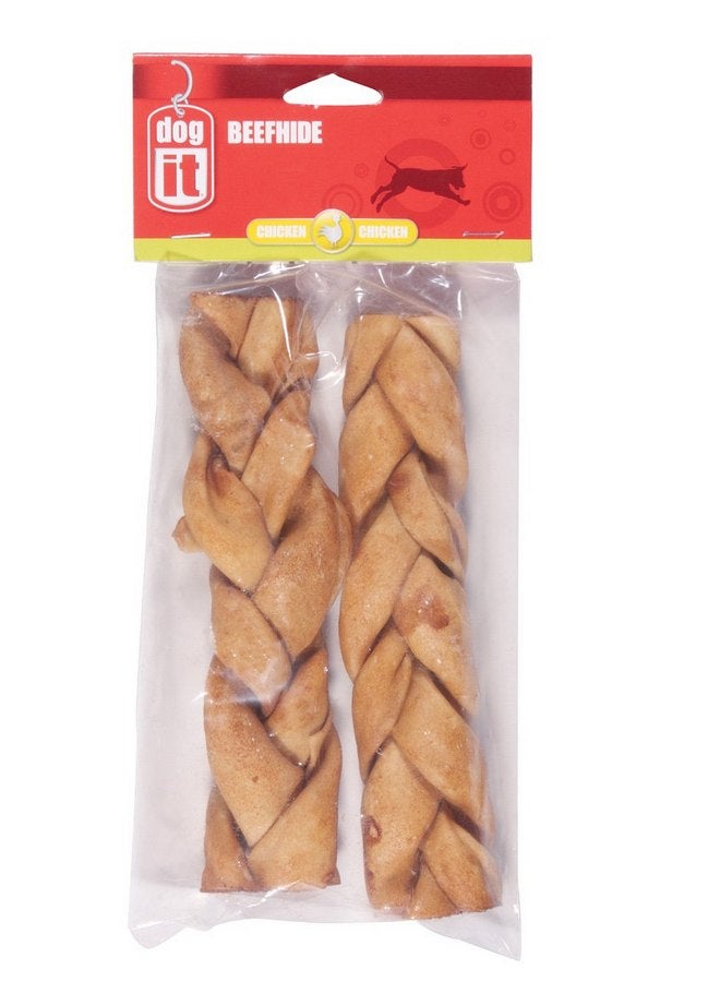 Dogit Rawhide Chicken Medium Braids, 7 To 8-Inch, 2-Pack