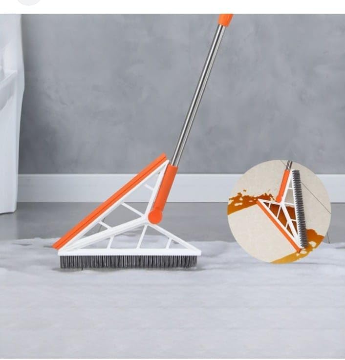 BAIG 2 in 1 Floor Scrub Brush, V-Shaped Floor Scrub Brush with Long Handle, Bathroom Shower Cleaning Brush Magic Broom Brush 120°Rotating Removable Brush Head for Bathroom, Tiles, Removable Wiper - Image 4