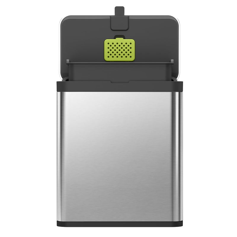 EKO Kitchen Compost Bin, 7L / 1.85 Gal Stainless Steel with Removable Inner Bucket and Deodorizer Compartment, 2-in-1 Countertop Compost Bin with Lid, Food Waste Caddy for Kitchen (MMT & Black Finish) - Image 1