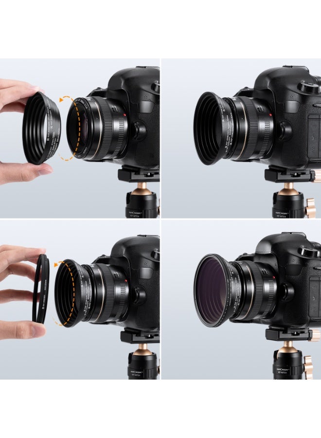 K&F CONCEPT 18-Piece Camera Lens Filter Ring Adapter Set, Aluminum Alloy Step-Up & Step-Down Rings Kit, Black - Image 5
