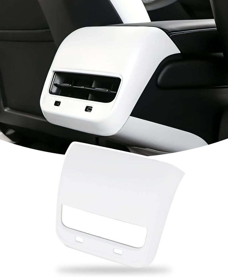 LIMBQS Tesla Model 3 & Model Y Carbon Fiber AC Vent Cover Rear Center Console Vent Panel (Matte White) - Image 1
