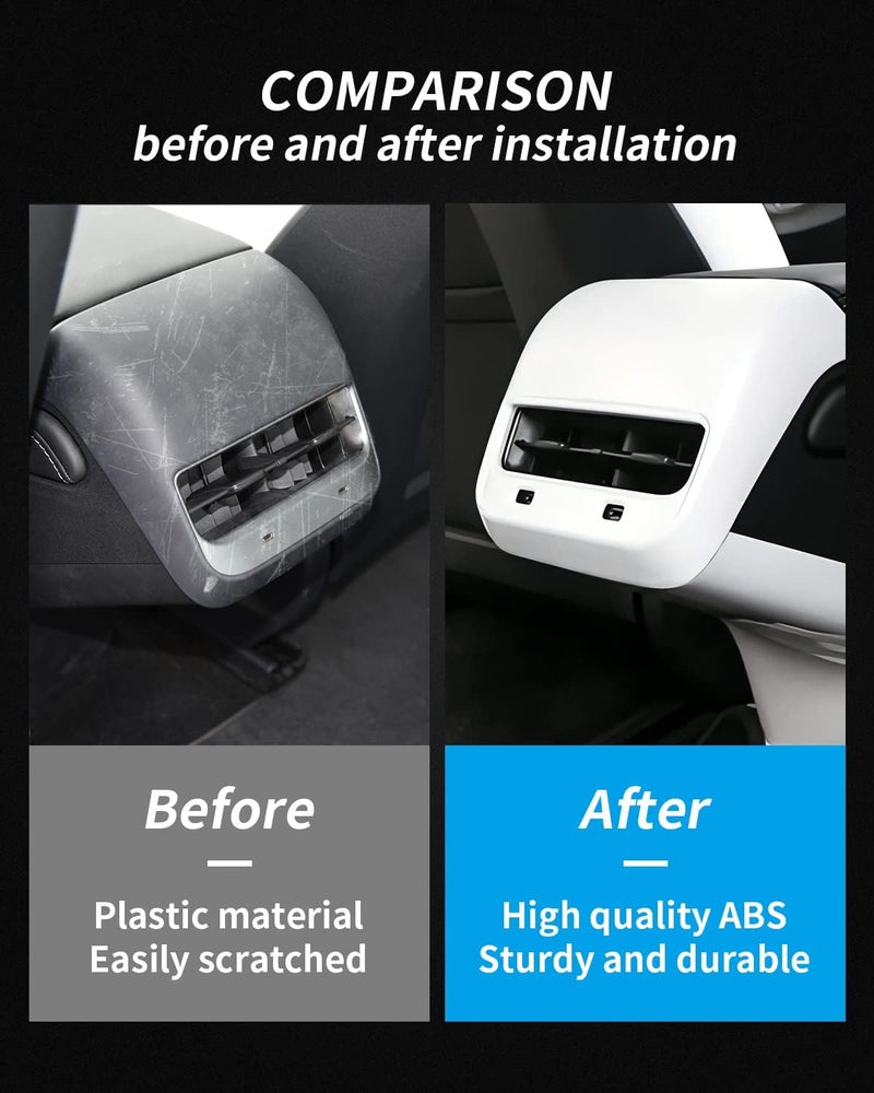 LIMBQS Tesla Model 3 & Model Y Carbon Fiber AC Vent Cover Rear Center Console Vent Panel (Matte White) - Image 5