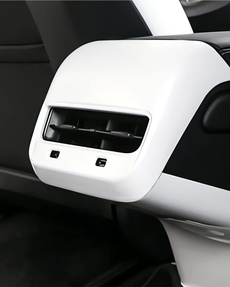 LIMBQS Tesla Model 3 & Model Y Carbon Fiber AC Vent Cover Rear Center Console Vent Panel (Matte White) - Image 3