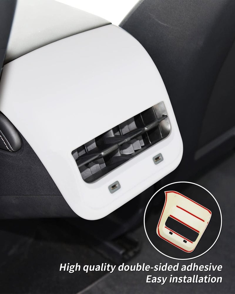 LIMBQS Tesla Model 3 & Model Y Carbon Fiber AC Vent Cover Rear Center Console Vent Panel (Matte White) - Image 4