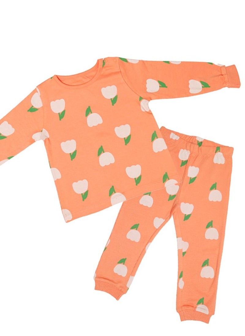 AIKO - AIKO - Kids Cute Orange' Print Long sleeve Pyjama Set 3-4Years - Image 1