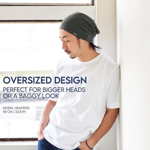 CHARM Cotton Summer Beanie for Men & Women - Slouchy Lightweight Chemo Headwear for Women, Hipster Fashion Slouchy Hat Navy - Image 3