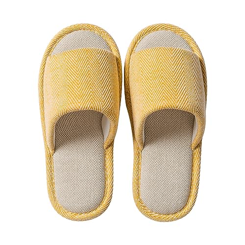 AioTio Fabric Slippers - Indoor/Outdoor, Non-Slip, Four Seasons, Soft Bottom, Couple Slippers - Men & Women (Yellow, 9-10 Women/7-8 Men) - Image 1