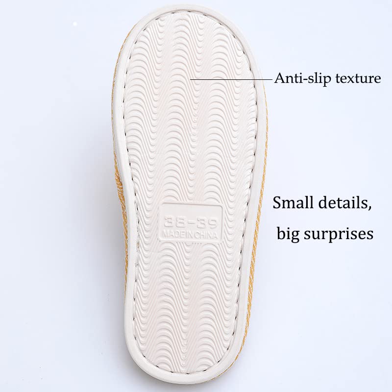 AioTio Fabric Slippers - Indoor/Outdoor, Non-Slip, Four Seasons, Soft Bottom, Couple Slippers - Men & Women (Yellow, 9-10 Women/7-8 Men) - Image 2
