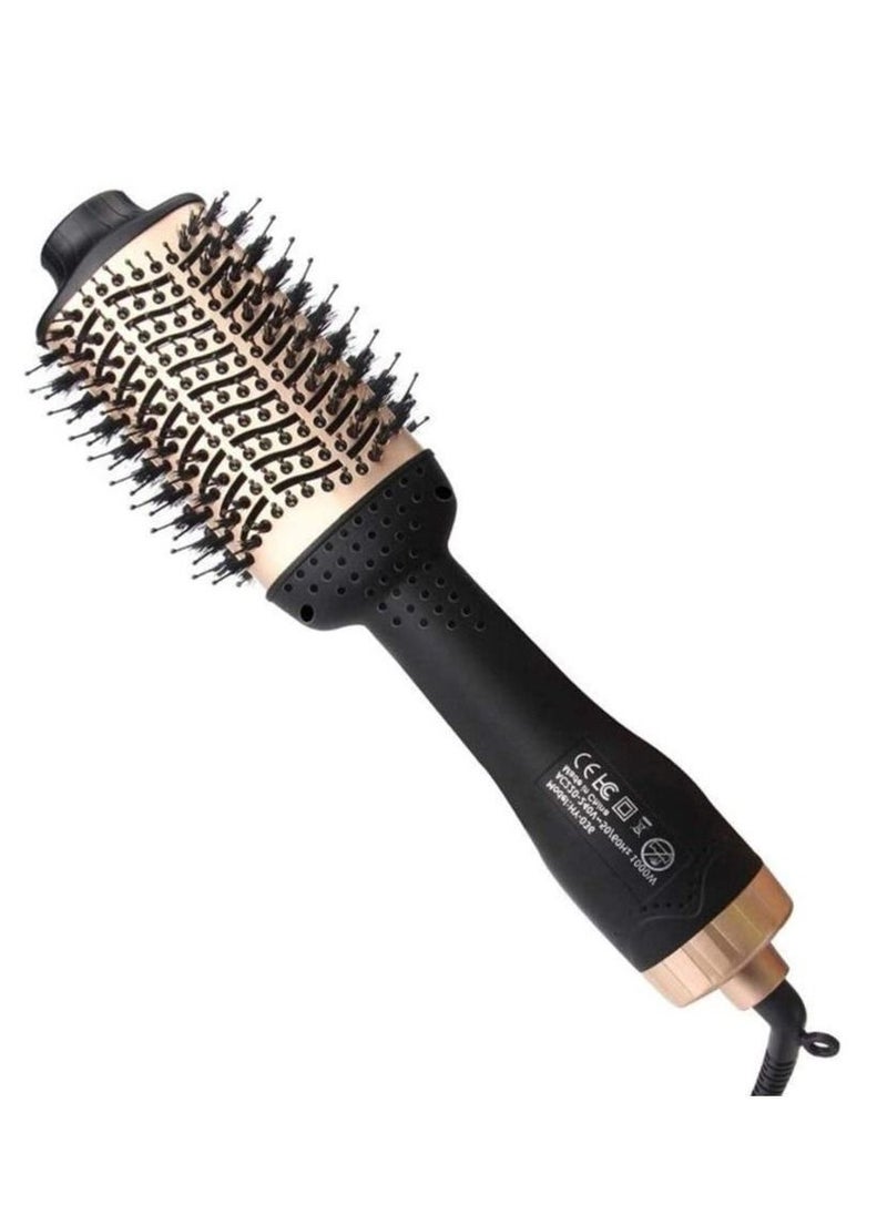 Professional One Step Hair Dryer Brush Volumizer Straightener Negative Ion Hot Air Brushes Curling Iron Salon Rotating (Color : Gold, Size : 14 * 4 Inch) - Image 1