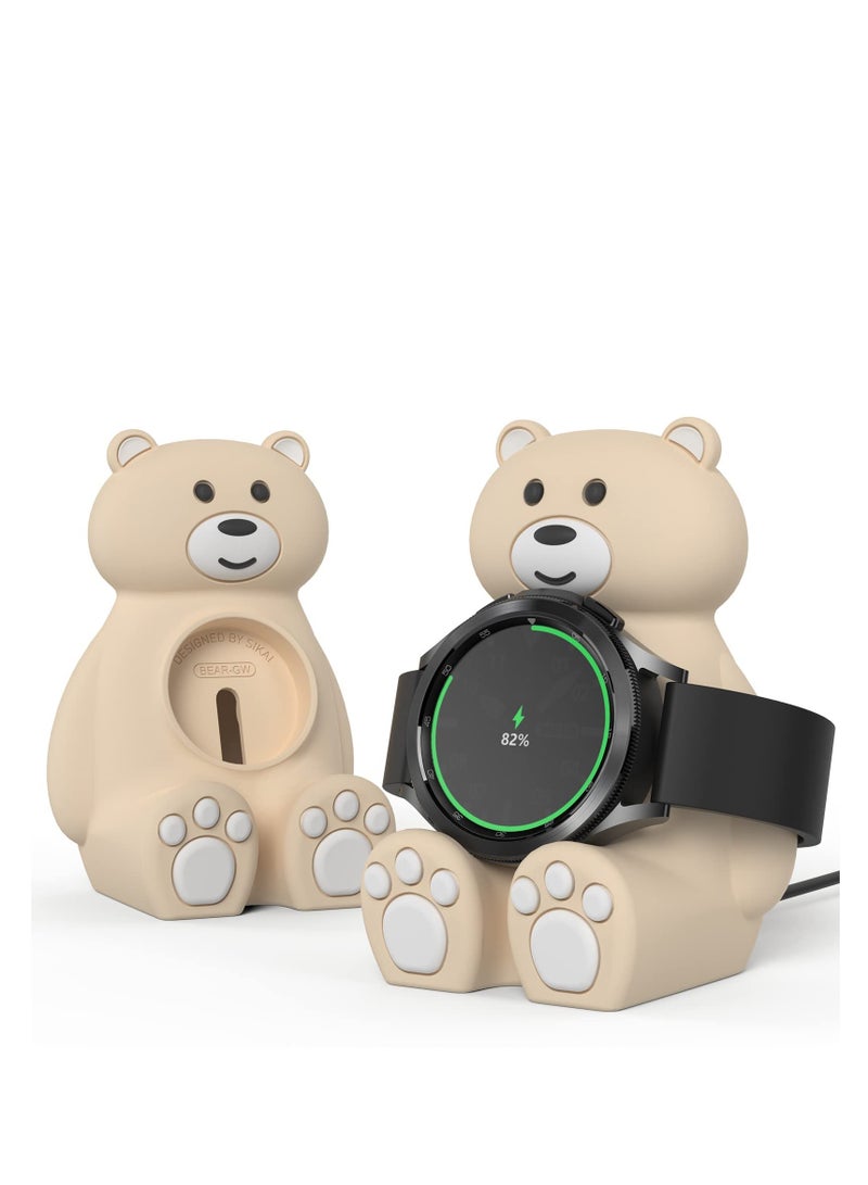 SYOSI Smartwatch Charger Stand, Compatible with Samsung Galaxy Watch 4/4 Classic/3/Active 2, Cute Bear Silicone Charging Dock, for Samsung Watch Charger Accessories, premium silicone material - Image 1