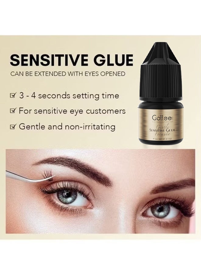 GOLLEE Eyelash Extension Sensitive Glue, DIY Lashes Extension, Extra Strong Evolution Eyelash Extension Glue, Eyelash Extensions Glue, Waterproof And Oil Resistant, Lash Extension Adhesive, 3ML - Image 2