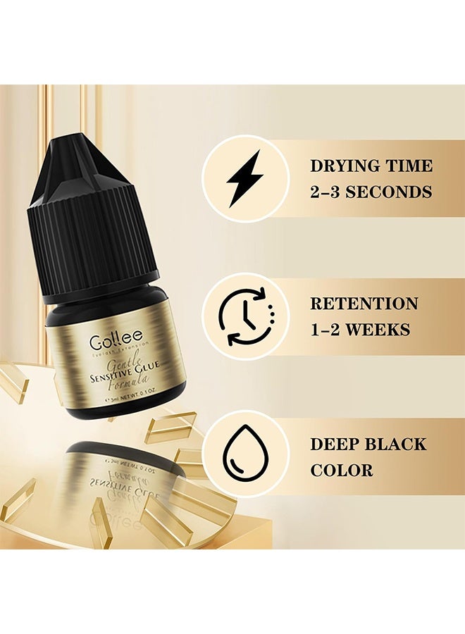 GOLLEE Eyelash Extension Sensitive Glue, DIY Lashes Extension, Extra Strong Evolution Eyelash Extension Glue, Eyelash Extensions Glue, Waterproof And Oil Resistant, Lash Extension Adhesive, 3ML - Image 3