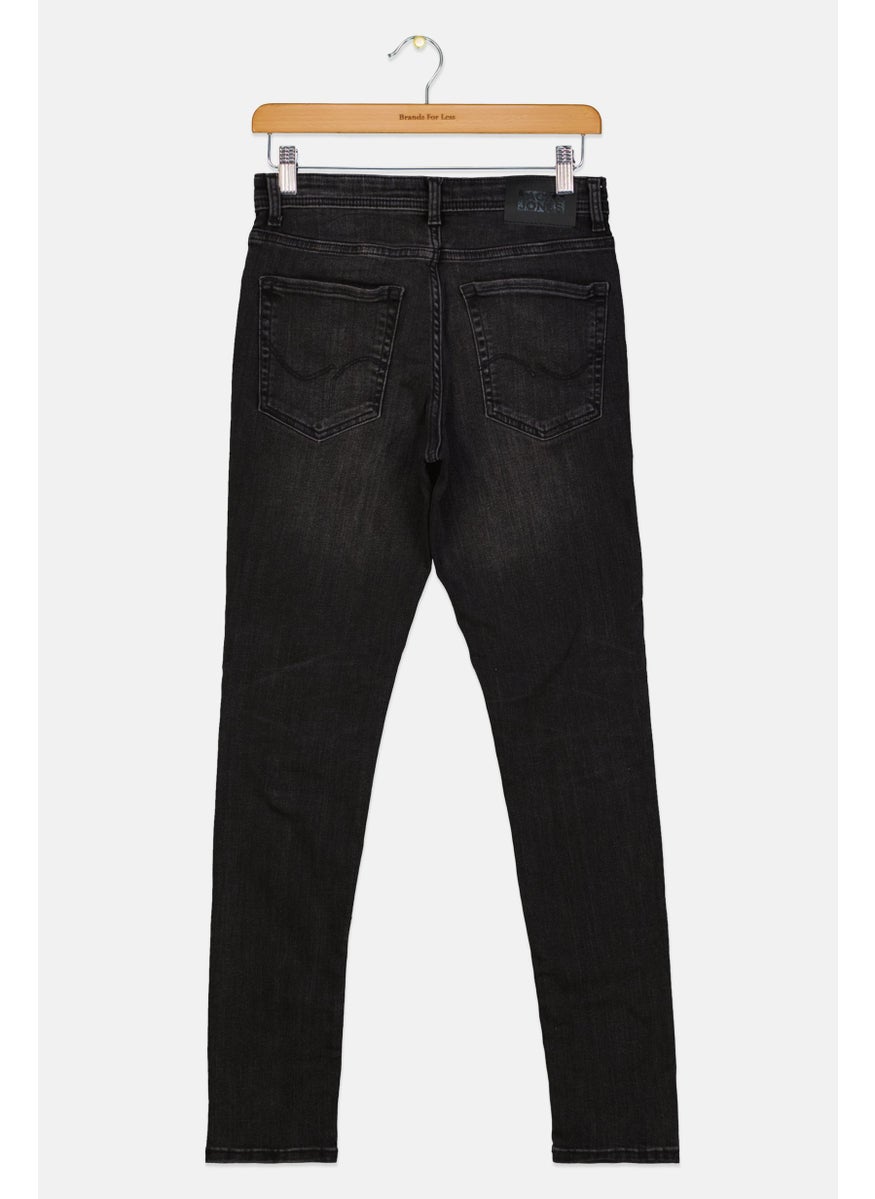 Jack Jones Kids Boy Skinny Fit Washed Stretchable Jeans, Washed Black  - Image 2