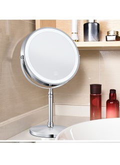 Arabest 8inch Desktop Magnifying Makeup Mirror with Lights, 8" Dimmable Rechargeable Double Sided 1X/10X Vanity Mirror with 3 Colors, 360° Smart Touch Lighted Makeup Mirror with Brightness Adjustable-Chrome  - Image 2