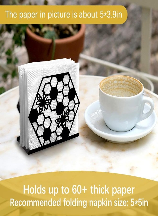 DOODLREAM Honeycomb Bee Decorative Black Metal Napkin Holder for Table, 5.3" x 4.7" x 2" Insect Animal Standing Napkin Holder for Home Kitchen Restaurant Picnic Party Coffee Bar Dining Room - Image 3