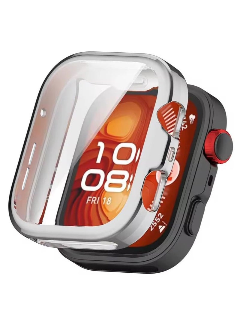 Compatible with Huawei Watch Fit 4 Pro 2025 All-inclusive Screen Protector Case Anti-Scratch Cover TPU (Silver)