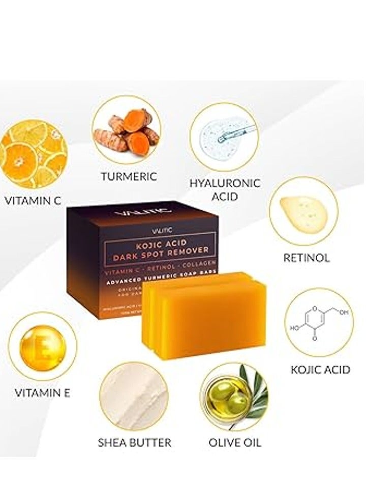 فاليتيك صابون فاليتيك لازالة البقع الداكنة بحمض الكوجيك مع فيتامين C والريتينول والكولاجين والكركم - Image 2