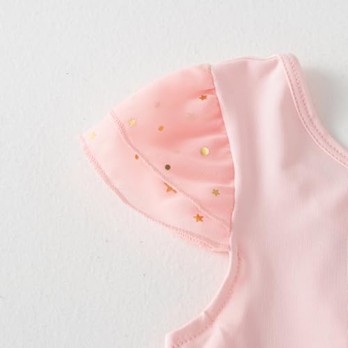 Tutu.kk Tutu. kk Girls Ballet Leotards with Sparkly Glitter Skirts Toddler Ballerina Outfit Crisscross Back Dance Dress Pink 18-24 Months - Image 5