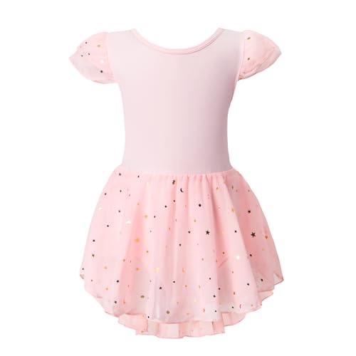 Tutu.kk Tutu. kk Girls Ballet Leotards with Sparkly Glitter Skirts Toddler Ballerina Outfit Crisscross Back Dance Dress Pink 18-24 Months - Image 3