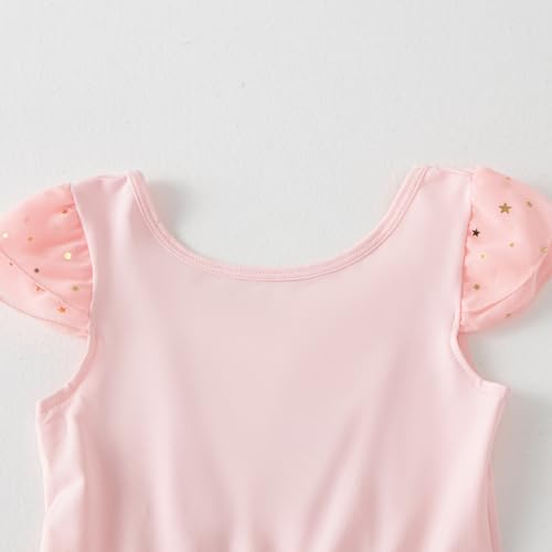 Tutu.kk Tutu. kk Girls Ballet Leotards with Sparkly Glitter Skirts Toddler Ballerina Outfit Crisscross Back Dance Dress Pink 18-24 Months - Image 4