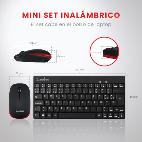 Perixx PERIDUO-712B ES Wireless Keyboard and Mouse Combo - Black - Español QWERTY - Image 2