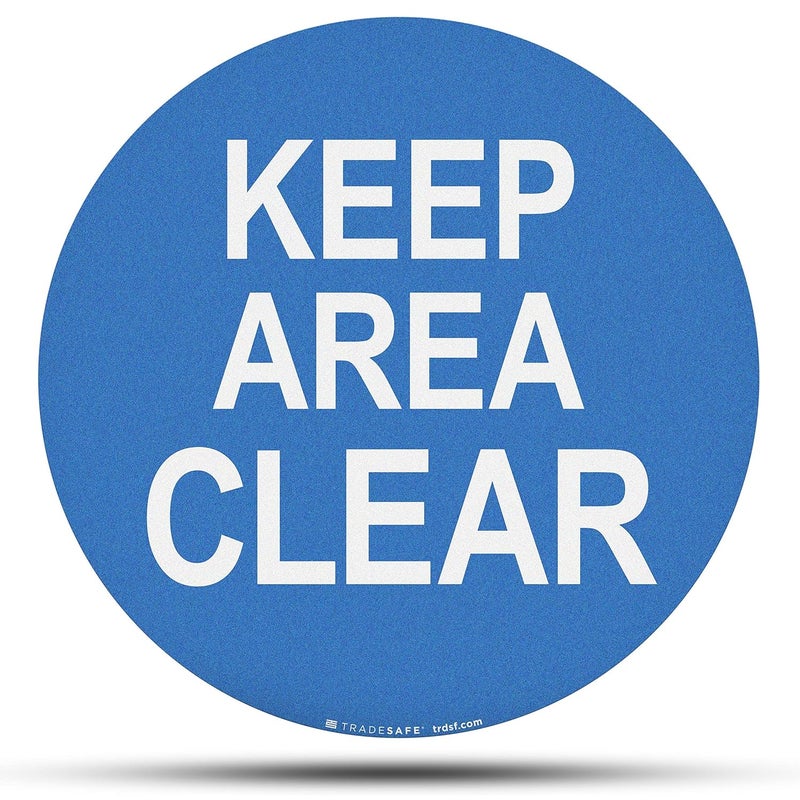TRADESAFE Keep Area Clear Anti-Slip Floor Sticker - Keep Clear Floor Sign, Peel and Stick Adhesive Vinyl Sign, ANSI-Compliant, 17” Diameter Round Sticker - Image 1