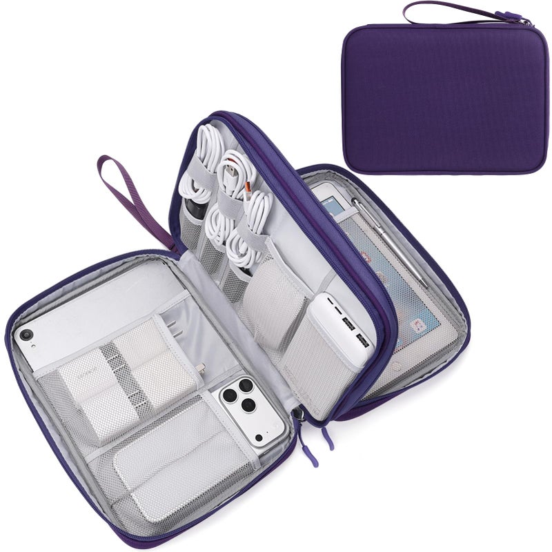 Waterproof Travel Cable Organizer Bag with Double Layer Storage for Cords, Chargers, Phone and Earphone - Image 1