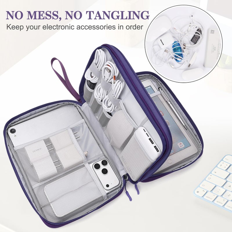 Waterproof Travel Cable Organizer Bag with Double Layer Storage for Cords, Chargers, Phone and Earphone - Image 5