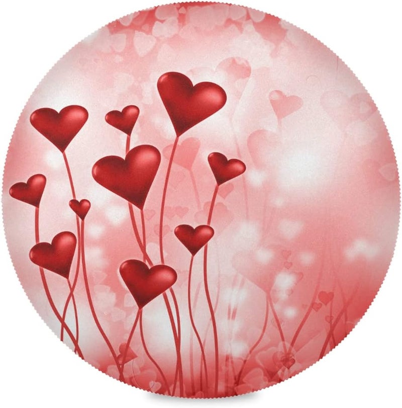Bolaz Red Love Hearts Round Placemat Set of 4Valentines Day Pink Kitchen Dining Table Heat Insulation Washable Place mats - Image 1