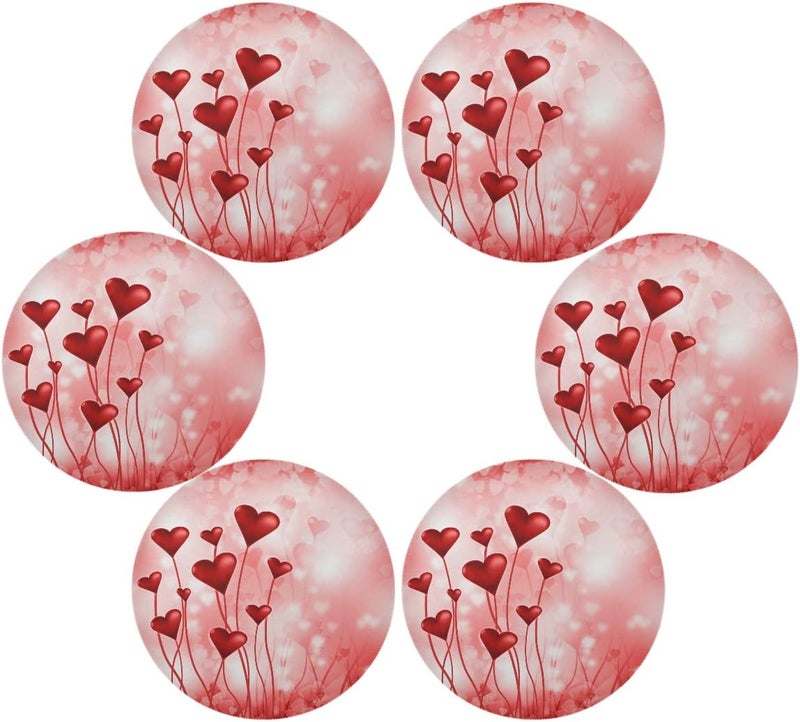 Bolaz Red Love Hearts Round Placemat Set of 4Valentines Day Pink Kitchen Dining Table Heat Insulation Washable Place mats - Image 3