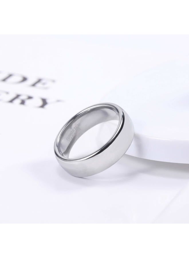 TRUMIUM 2mm 4mm 6mm 8mm Tungsten Wedding Band Ring for Men Women Silver/Rose Gold Plated/Rainbow/Gold Plated Domed High Polish Engagement Promise Rings Comfort Fit 4-15, 6, Tungsten Carbide, No - Image 4