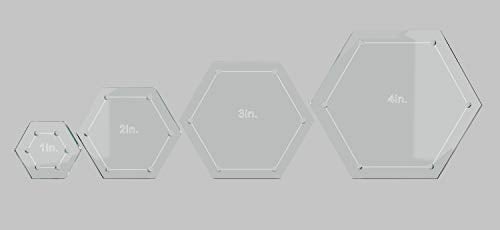 LaserThing Hexagon, Circle, and Square Acrylic Quilting Templates - 12 Pieces with 4", 3", 2", 1" Sizes - 1/4" Seam Allowance - Durable Clear Acrylic for Quilting, Patchwork, Sewing, & DIY Projects - Image 4