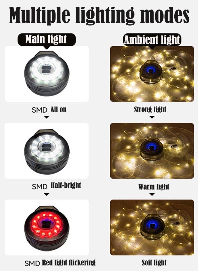 Generic 10m Retractable Camp String Lights: Compact Desert Disc w/ Dual (6-Mode) Lighting & Hook - Image 5