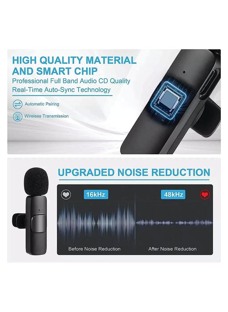 Wireless Microphone Lavalier Microphone 2 in 1 for iPad YouTube Facebook Live Streaming Vlog Audio Recording Cordless Mini mic with noise reduction and Plug-Play - Image 4