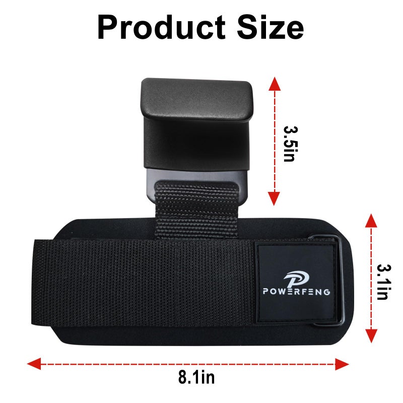 powerfeng Lifting Hooks for Weight Lifting: Weightlifting Hooks Wrist Straps Hand Grip Support for Deadlift Weightlifting Gym Gloves for Men & Women (Black) - Image 2