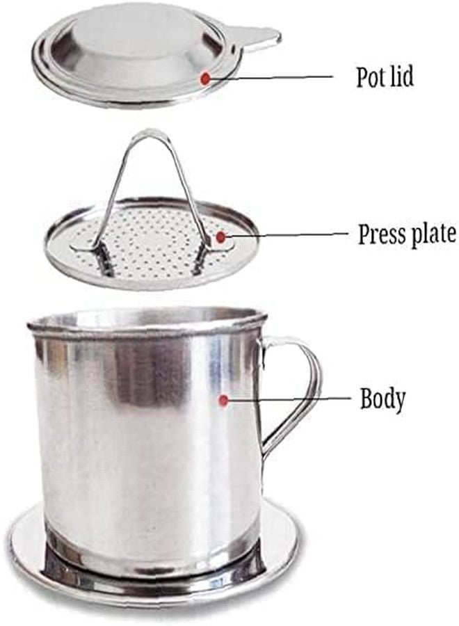 aoukoslt 1 Set Silver Vietnamese Coffee Filter Stainless Steel Coffee Pot Drip Infuse Cup Brewing Teapot No Need Paper Drip Coffee Pot Machine Filter Attractive processing, Reusable Filters - Image 2