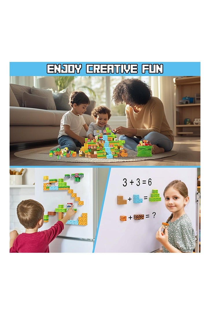 137PCS Magnetic Blocks,Magnetic Building Blocks,Magnetic Tiles Build Toys Set for Kids,STEM Montessori Sensory Toddler Stacking Game Toys, Birthday Gifts for Boys  Girls Ages 3+ - Image 4