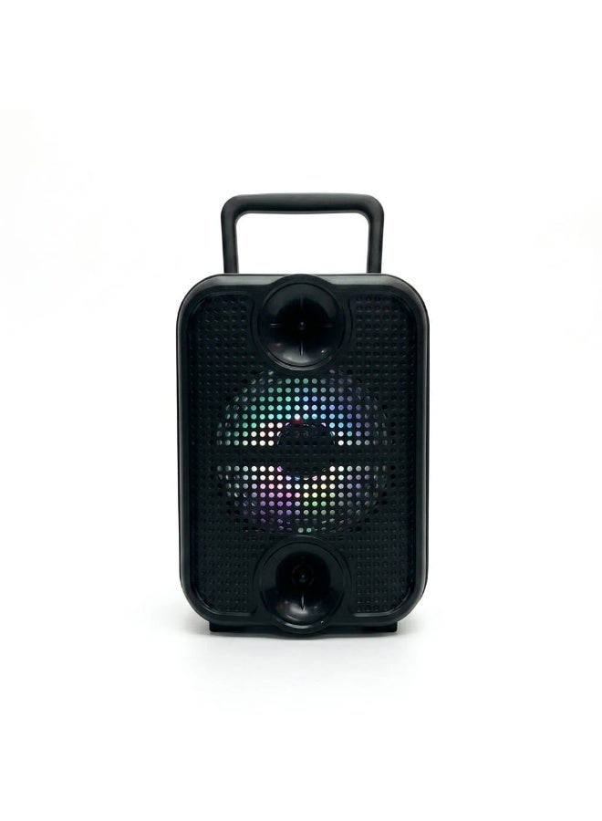 مكبر صوت بلوتوث محمول GTS-1881 مقاس 3 بوصة، مع إضاءة LED ملونة، يدعم USB وكارت ذاكرة وراديو FM - لون أسود. - Image 1
