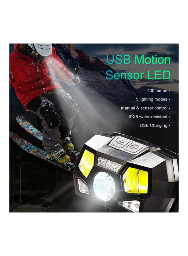 مصباح أمامي LED قابل لإعادة الشحن بمنفذ USB 13.5x4.5x8.5سم - Image 2