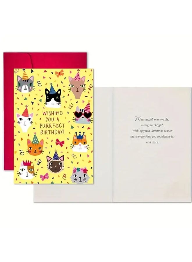 قطعتان من بطاقات تهنئة للقطط مع ظروف - هدية مثالية لعيد الميلاد أو يوم الحب - Image 2