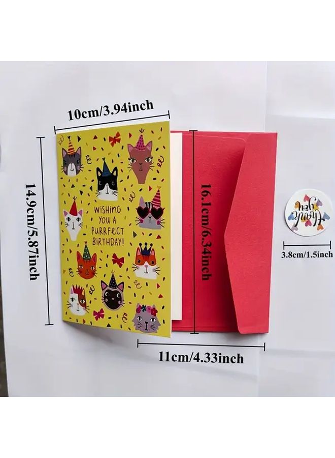قطعتان من بطاقات تهنئة للقطط مع ظروف - هدية مثالية لعيد الميلاد أو يوم الحب - Image 4