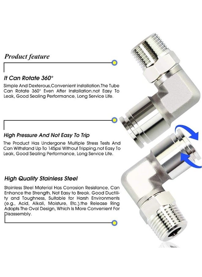 Generic - 2pcs 304 Stainless Steel Pipe Male Elbow Fitting, - Image 1