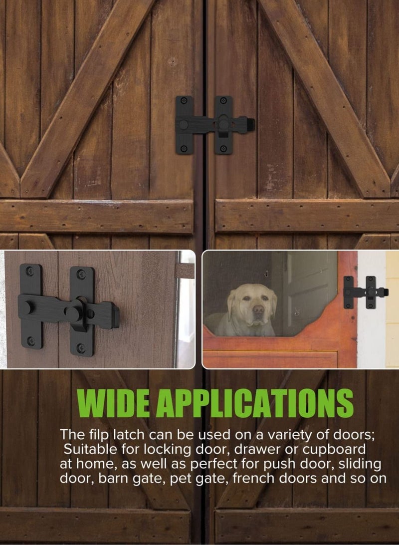 SYOSI Barn Door Lock, Flip Gate Latches, 304 Stainless Steel Heavy Duty Safety Door Bolt Latch Lock for Sliding Barn Door Latch Lock, Fence, Garden, Bathroom, Outdoor, Shed, Garage Door (Black) - Image 4