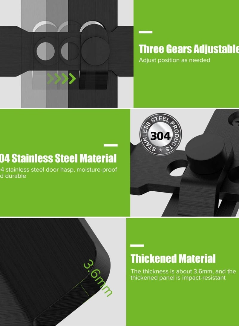 SYOSI Barn Door Lock, Flip Gate Latches, 304 Stainless Steel Heavy Duty Safety Door Bolt Latch Lock for Sliding Barn Door Latch Lock, Fence, Garden, Bathroom, Outdoor, Shed, Garage Door (Black) - Image 5