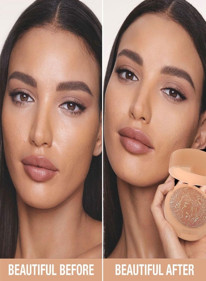 PHOFAY PHFOAY Baking Setting Powder Compact - 0.43 oz, Subtle Shimmer Finish, Baked Formula for Lightweight Glow, Fine Non-Cakey Texture, Suitable for All Skin Types, Daily Makeup & Setting (03#, 0.43 oz) - Image 2