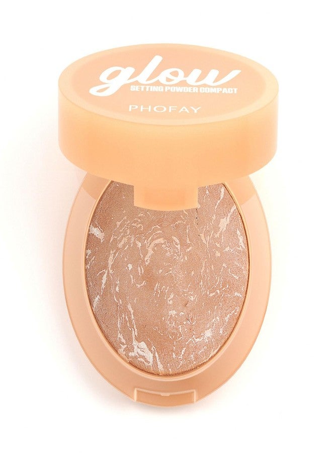 PHOFAY PHFOAY Baking Setting Powder Compact - 0.43 oz, Subtle Shimmer Finish, Baked Formula for Lightweight Glow, Fine Non-Cakey Texture, Suitable for All Skin Types, Daily Makeup & Setting (03#, 0.43 oz) - Image 1