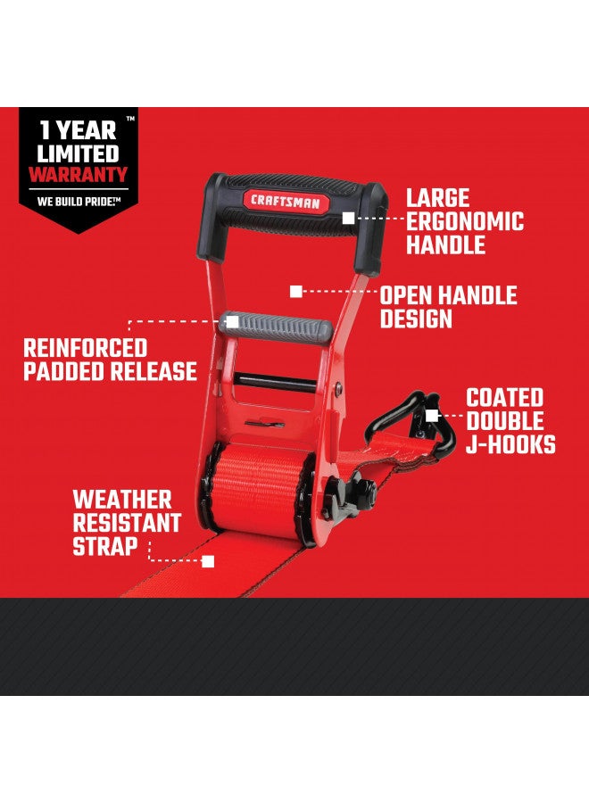 CRAFTSMAN حزام ربط رافعة CRAFTSMAN CMXAZBS10000J أسود/أحمر 2" × 27' مع خطاف مزدوج J - وزن ثقيل/واجب صناعي (قوة كسر 10,000 رطل) - Image 3